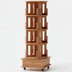 Bibliothèque verticale étroite rotative en bois