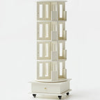 Bibliothèque verticale étroite rotative en bois