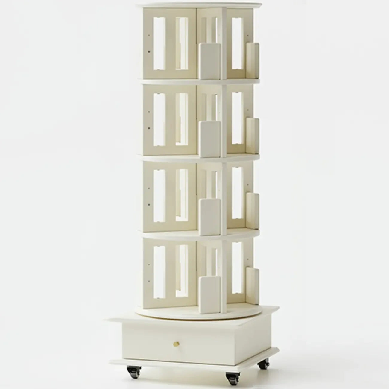 Bibliothèque verticale étroite rotative en bois