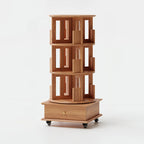 Bibliothèque verticale étroite rotative en bois