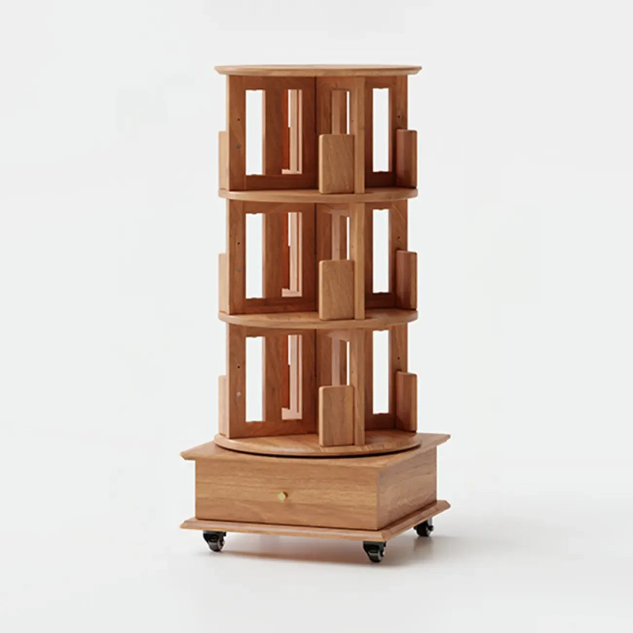 Bibliothèque verticale étroite rotative en bois