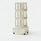 Bibliothèque verticale étroite rotative en bois