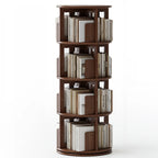 Bibliothèque verticale étroite rotative en bois
