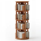 Bibliothèque verticale étroite rotative en bois