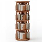 Bibliothèque verticale étroite rotative en bois