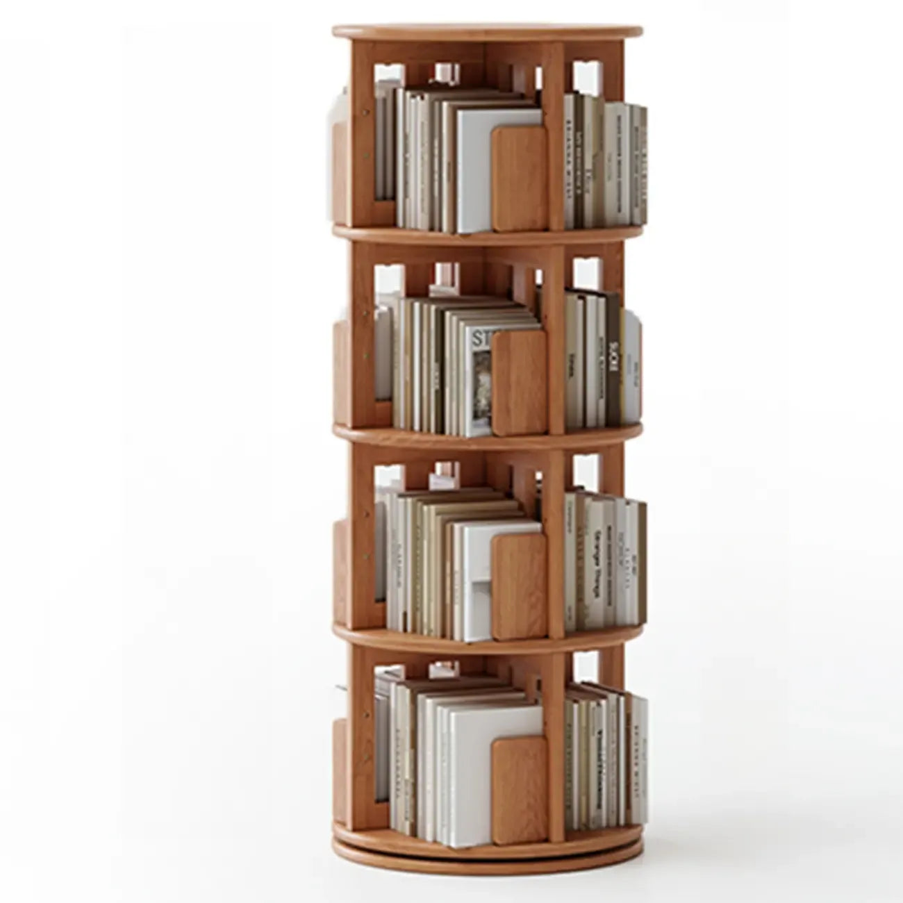 Bibliothèque verticale étroite rotative en bois