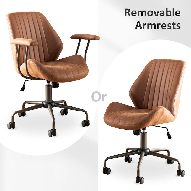 OVIOS Chaise de bureau ergonomique en suède avec soutien lombaire