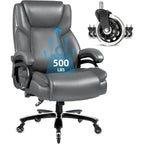 Chaise de bureau de direction Bossin grande taille et forte, 500 lb, avec support lombaire réglable, chaise ergonomique en cuir PU à dossier haut pour ordinateur