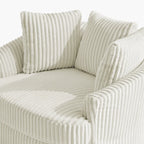 Lot de 2 fauteuils pivotants ronds surdimensionnés en velours côtelé moelleux de 43 po de large avec oreillers