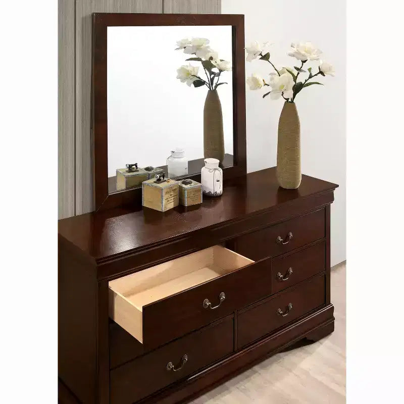 Commode 6 Tiroirs Sliver Cerise - HOMES: Inside + Out : Style Transitionnel, Placage Bois, Quincaillerie Métallique
