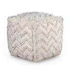 Pouf tissé à la main Kenzari Square Zigzag Ivoire - Steve Silver Co.