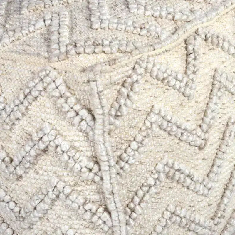 Pouf tissé à la main Kenzari Square Zigzag Ivoire - Steve Silver Co.