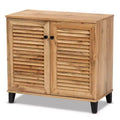Coolidge Wood 2 Door Storage Cabinet Oak Brown - Baxton Studio: Nautical Style, 4 Fixed Shelves, Wood Frame