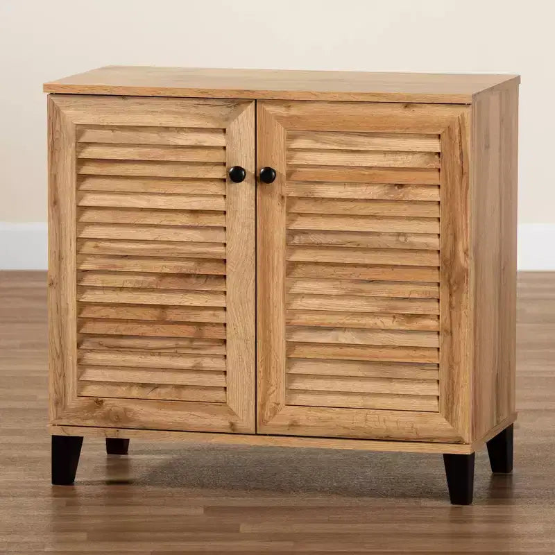 Coolidge Wood, meuble de rangement 2 portes, chêne brun - Baxton Studio : Style nautique, 4 étagères fixes, cadre en bois