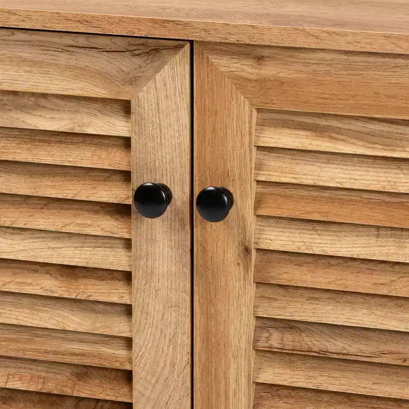 Coolidge Wood, meuble de rangement 2 portes, chêne brun - Baxton Studio : Style nautique, 4 étagères fixes, cadre en bois