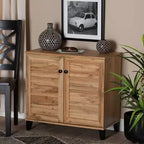 Coolidge Wood, meuble de rangement 2 portes, chêne brun - Baxton Studio : Style nautique, 4 étagères fixes, cadre en bois