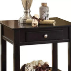 Table d'appoint Malachi 22" noire - Acme Furniture : Dessus relevable, rangement, pieds fuselés, étagère