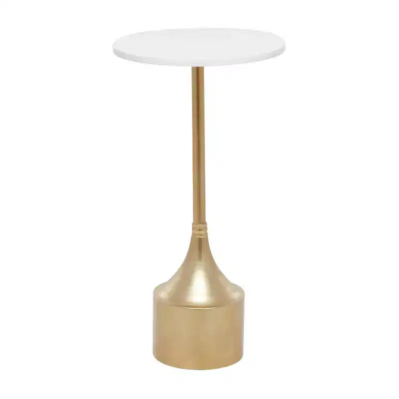 Table d'appoint piédestal contemporaine en métal et marbre doré - Olivia & May