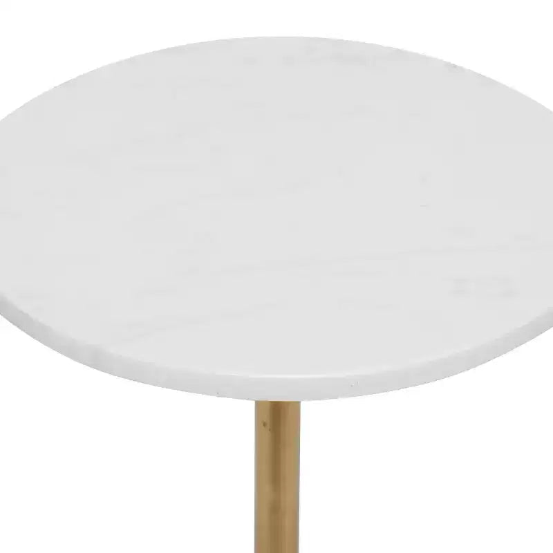 Table d'appoint piédestal contemporaine en métal et marbre doré - Olivia & May