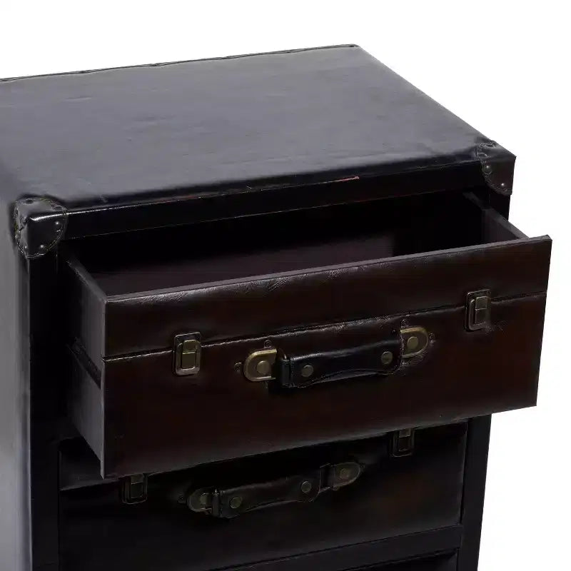 Armoire traditionnelle en bois et similicuir marron foncé - Olivia & May