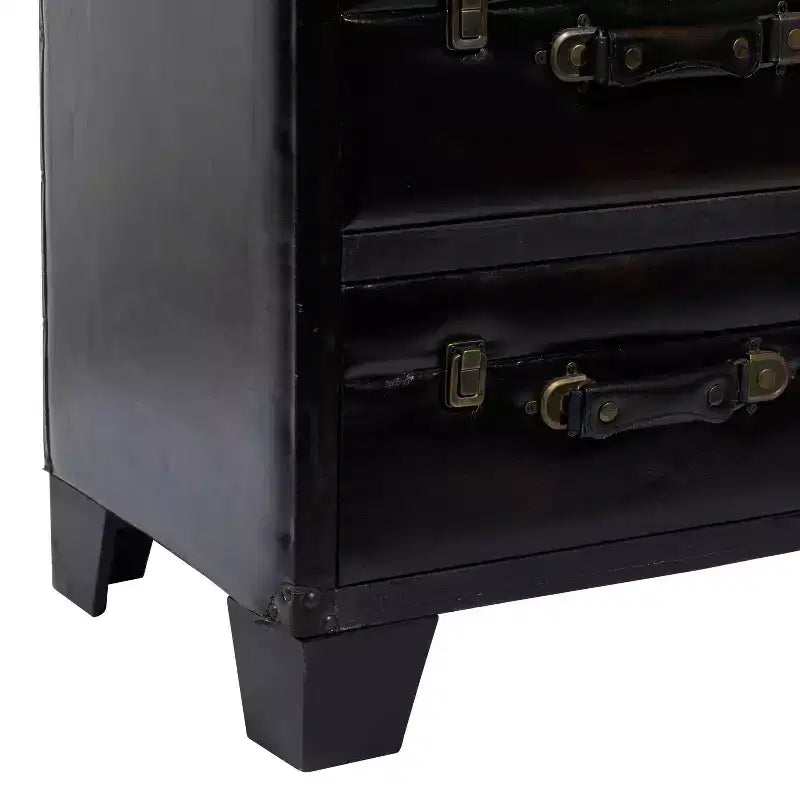 Armoire traditionnelle en bois et similicuir marron foncé - Olivia & May