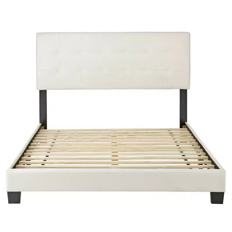 Lit plateforme en similicuir blanc Queen Macie - Eco Dream