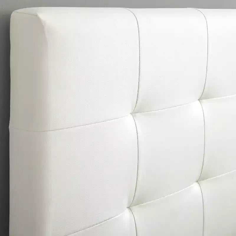 Lit plateforme en similicuir blanc Queen Macie - Eco Dream