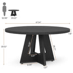 Table à manger ronde de 120 cm pour 4 personnes, table de salle à manger/cuisine/salon en bois style ferme