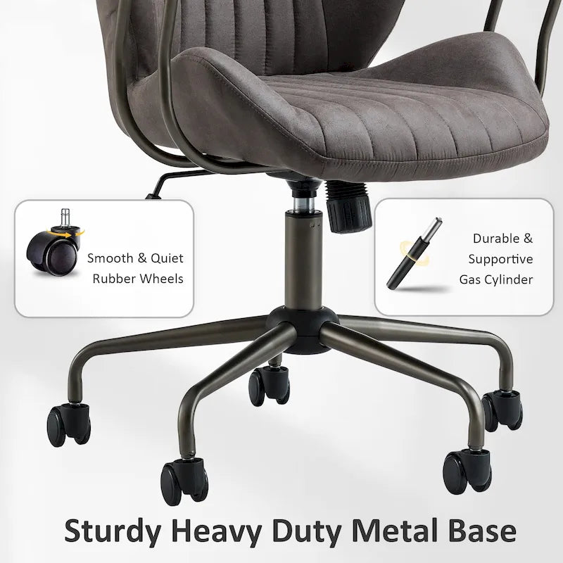 OVIOS Chaise de bureau ergonomique en suède avec soutien lombaire