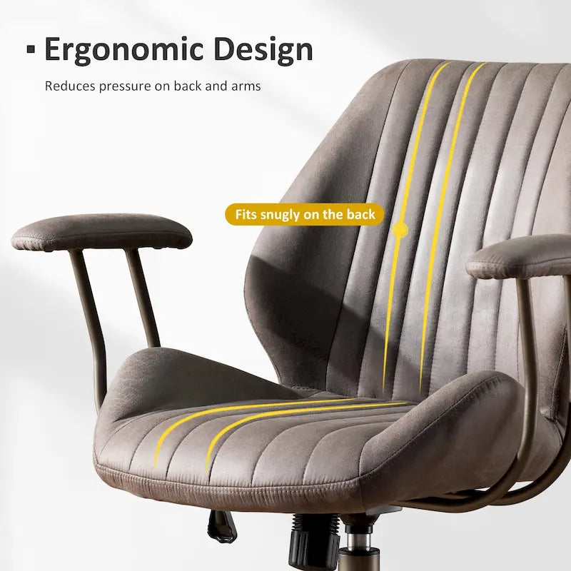 OVIOS Chaise de bureau ergonomique en suède avec soutien lombaire