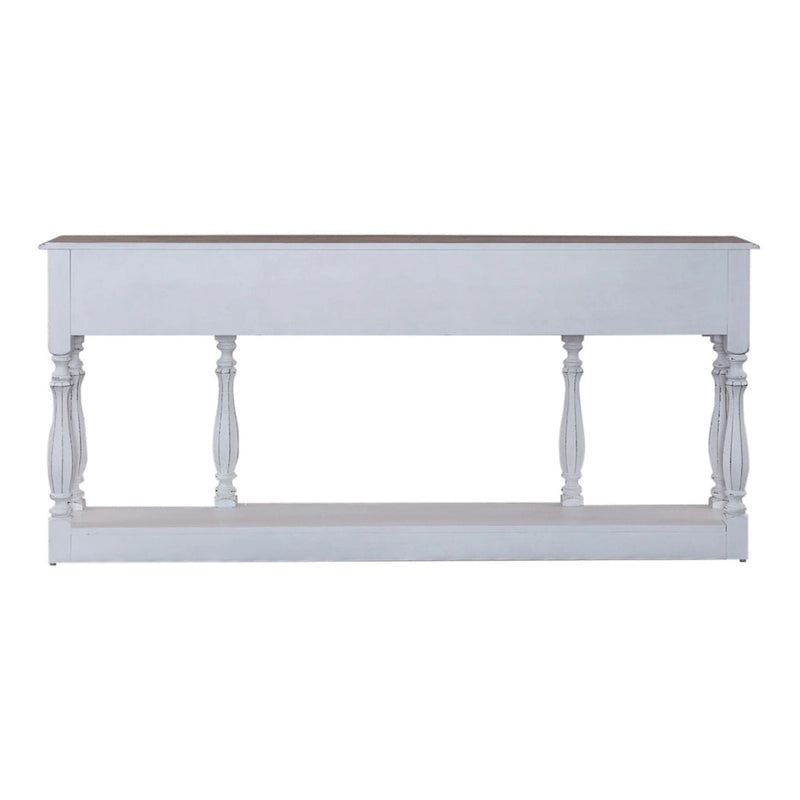 Table console de couloir 183 cm Magnolia Manor Antique White & Weathered Bark