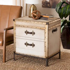 Table d'appoint/Malle de rangement en toile effet vieilli Laura