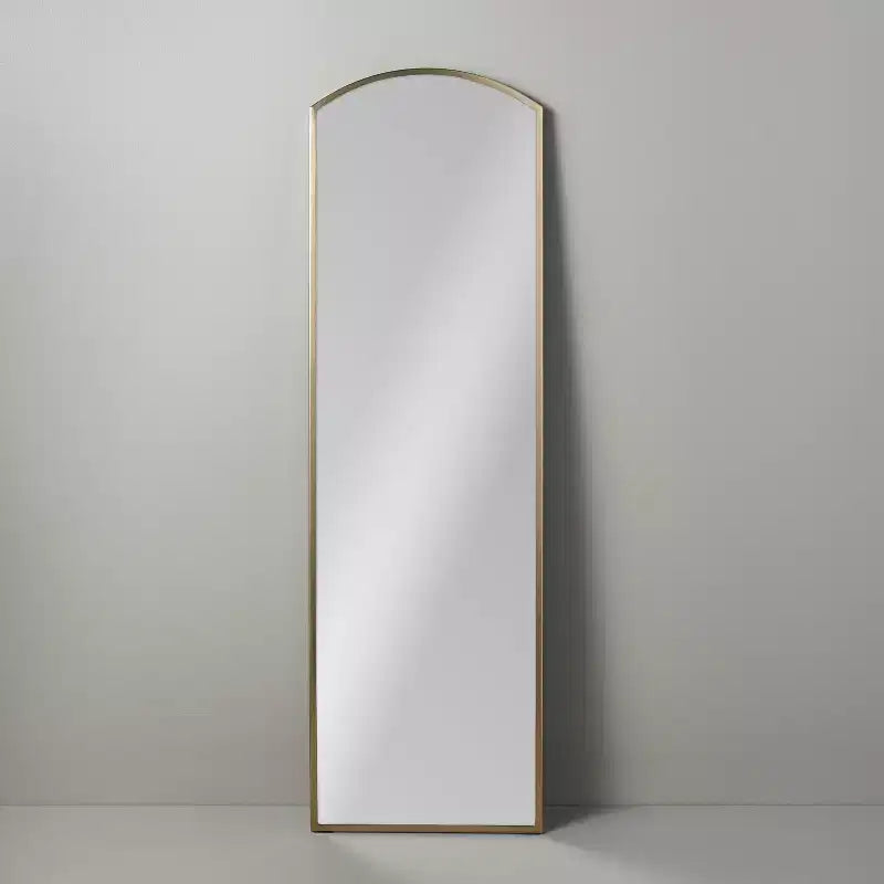 Arched 19"x64" Rectangular Metal Leaning Floor Mirror Brass - Hearth & Hand™ with Magnolia