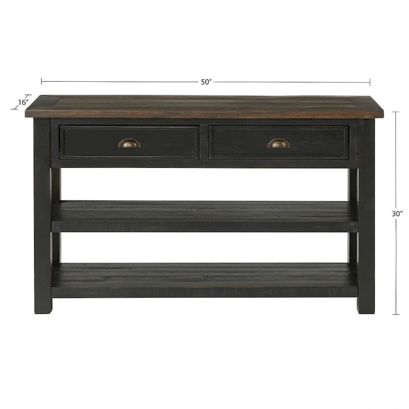 The Gray Barn Downington Table console de canapé à 2 tiroirs en bois massif