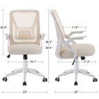 Javlergo Chaise de Bureau Dossier Mi-Hauteur Pivotante avec Support Lombaire, Fauteuil de Bureau Ergonomique en Maille avec Accoudoirs