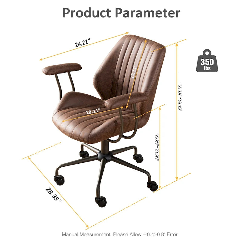 OVIOS Chaise de bureau ergonomique en suède avec soutien lombaire