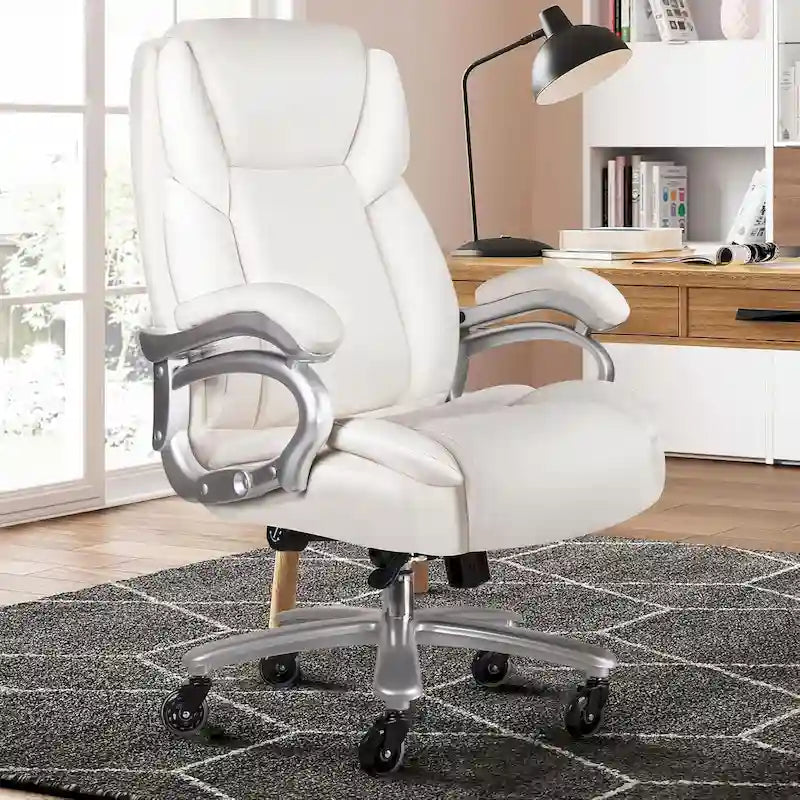 Chaise de bureau de direction Bossin grande taille et forte, 500 lb, avec support lombaire réglable, chaise ergonomique en cuir PU à dossier haut pour ordinateur