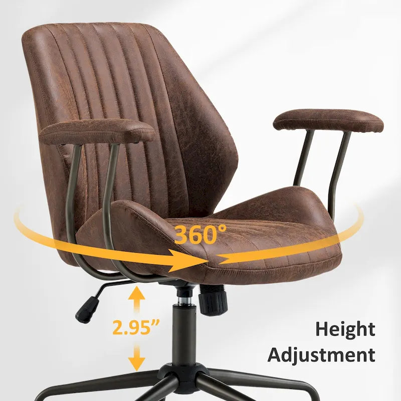 OVIOS Chaise de bureau ergonomique en suède avec soutien lombaire