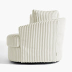 Lot de 2 fauteuils pivotants ronds surdimensionnés en velours côtelé moelleux de 43 po de large avec oreillers