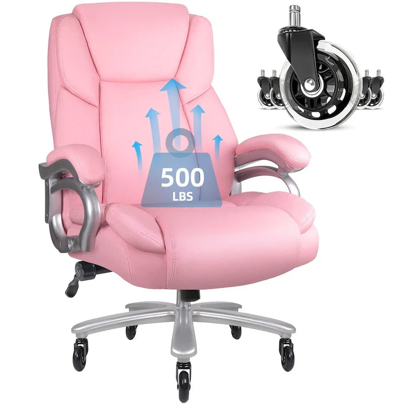 Chaise de bureau de direction Bossin grande taille et forte, 500 lb, avec support lombaire réglable, chaise ergonomique en cuir PU à dossier haut pour ordinateur