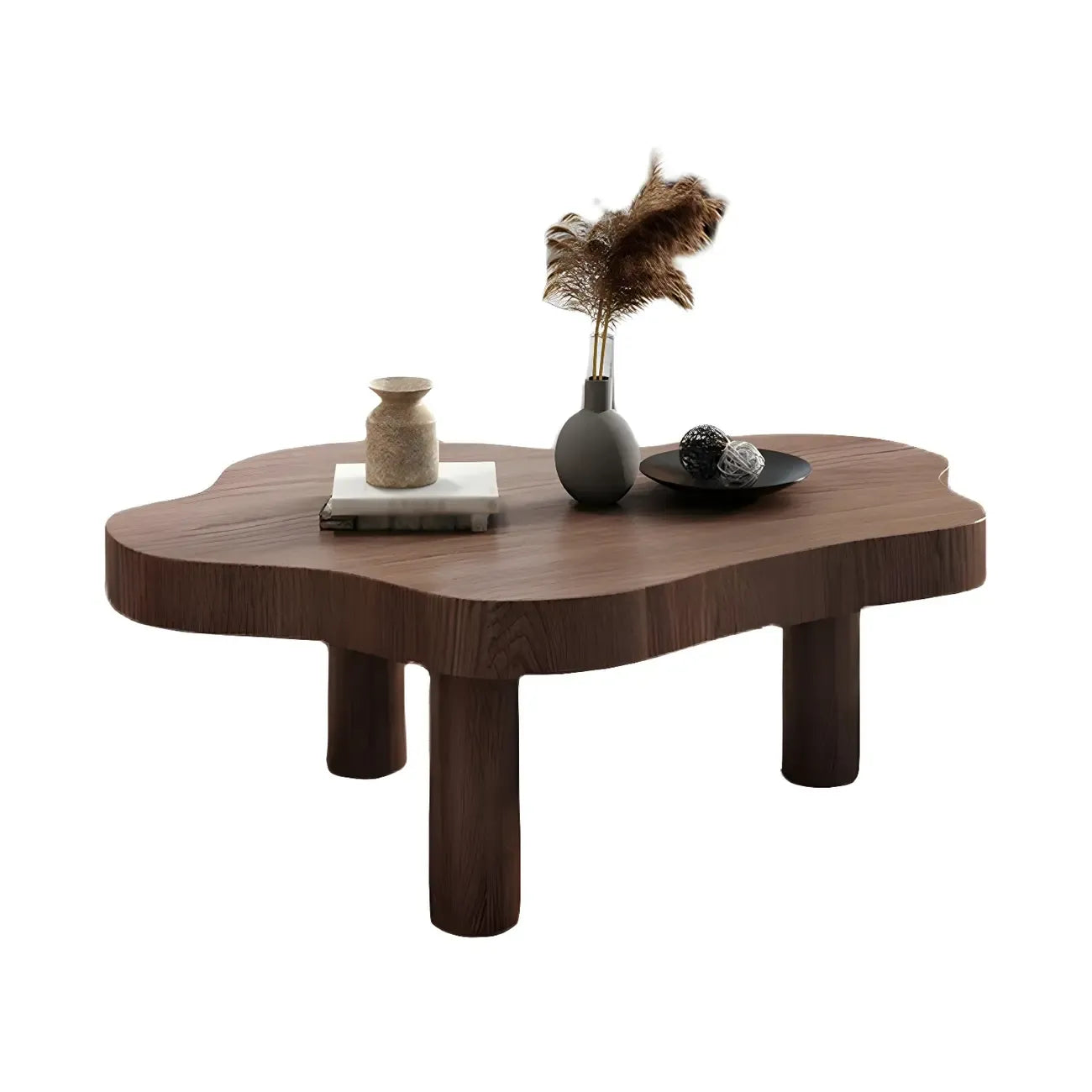 Table basse en pin naturel en forme de nuage à 3 pieds