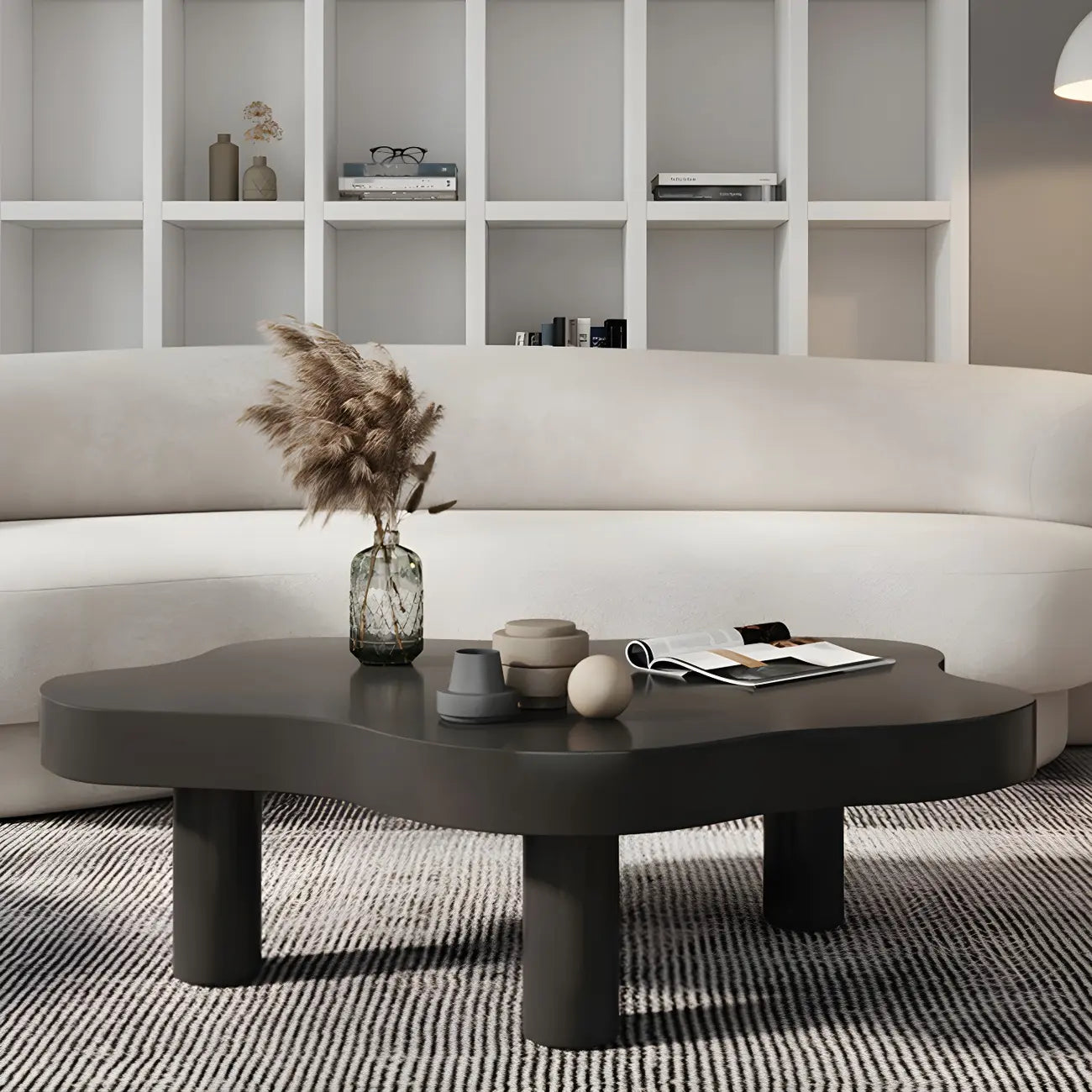 Table basse en pin naturel en forme de nuage à 3 pieds