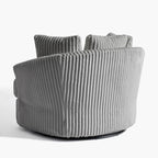 Lot de 2 fauteuils pivotants ronds surdimensionnés en velours côtelé moelleux de 43 po de large avec oreillers