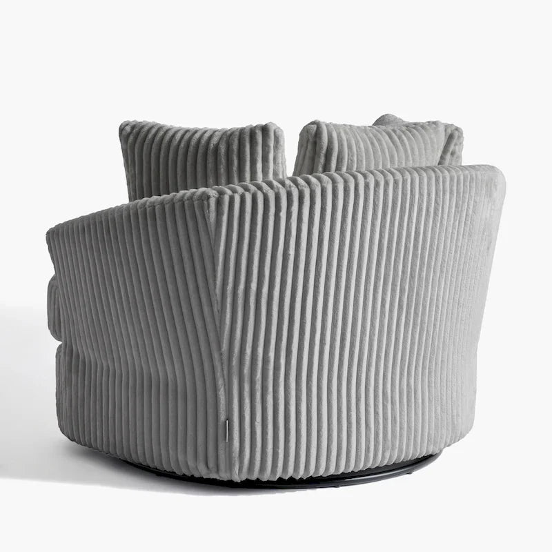 Lot de 2 fauteuils pivotants ronds surdimensionnés en velours côtelé moelleux de 43 po de large avec oreillers