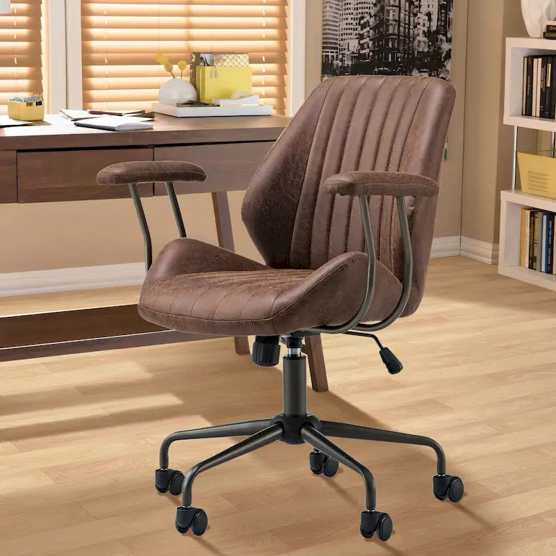 OVIOS Chaise de bureau ergonomique en suède avec soutien lombaire
