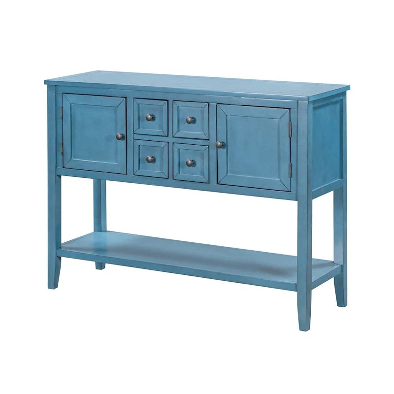 Buffet commode de style rétro en bois avec étagère inférieure, facile à assembler, pour salon, cuisine, entrée