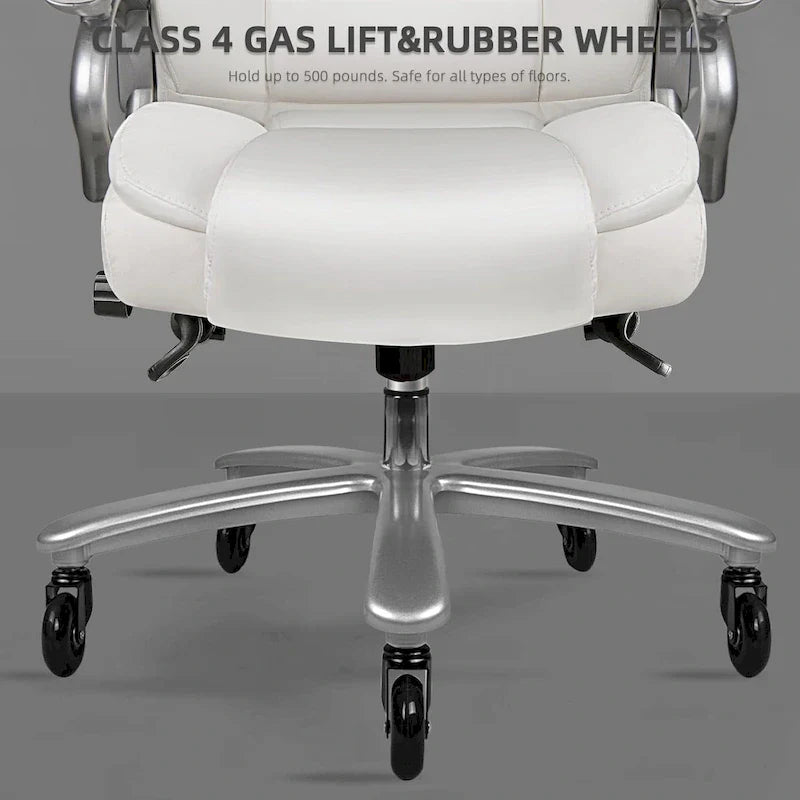 Chaise de bureau de direction Bossin grande taille et forte, 500 lb, avec support lombaire réglable, chaise ergonomique en cuir PU à dossier haut pour ordinateur