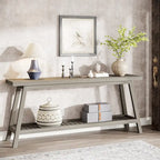 Table console de ferme de 70,9 pouces à 2 niveaux, étroite et longue, à placer derrière le canapé