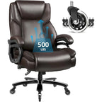 Chaise de bureau de direction Bossin grande taille et forte, 500 lb, avec support lombaire réglable, chaise ergonomique en cuir PU à dossier haut pour ordinateur