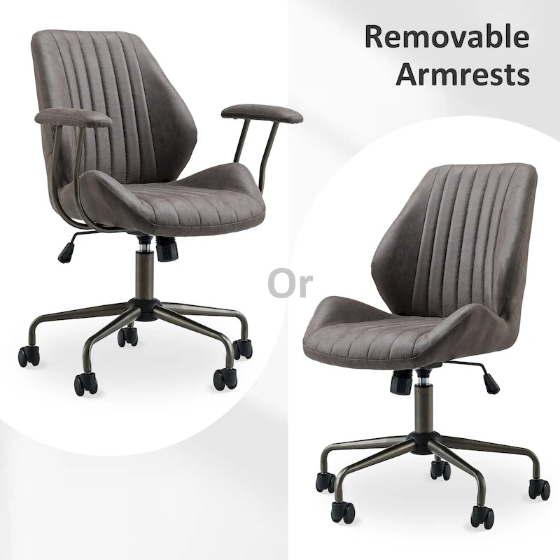 OVIOS Chaise de bureau ergonomique en suède avec soutien lombaire